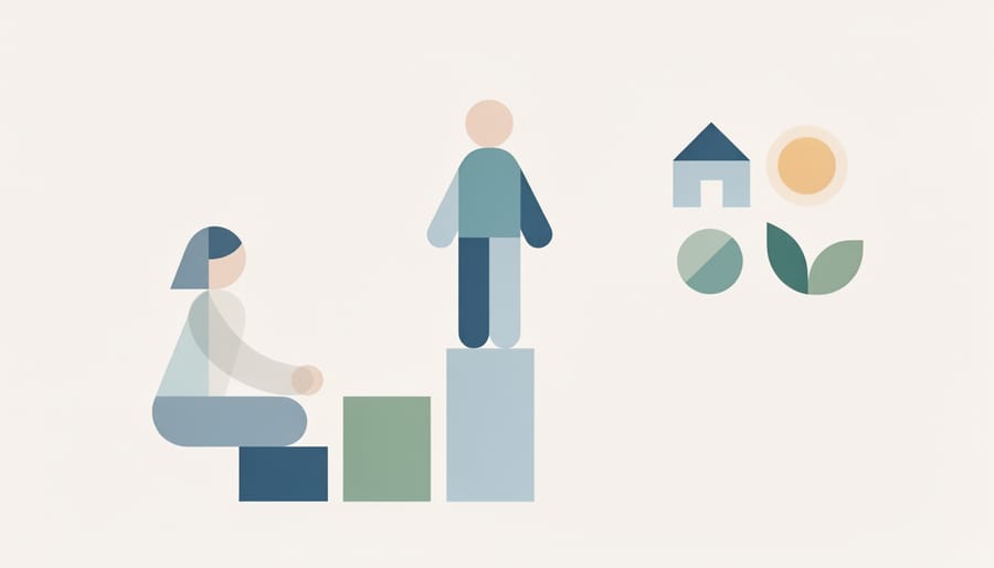 Person walking on peaceful forest trail symbolizing recovery journey and mental wellness